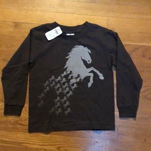 NWT Chocolate Brown Horse Print Long Sleeve Tee